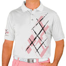Golf Knickers: Mens Argyle Utopia Golf Shirt - FF: Pink/White Clothing