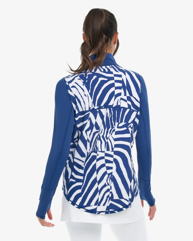 BloqUV x JANTZEN Collab: Women's UPF 50+ Relaxed Mock Zip Top (3002J) - Wild Curves