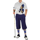 Golf Knickers: Mens Argyle Utopia Golf Shirt - 6K: Navy/Khaki/Royal Clothing
