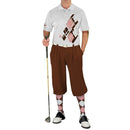 Golf Knickers: Mens Argyle Utopia Golf Shirt - AAAA: Brown/Pink/White Clothing
