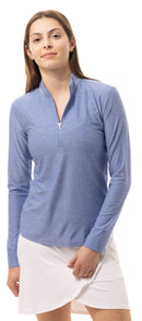 SanSoleil: Ladies UPF 50 SolTek Ice Heather Mock - 900452