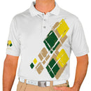 Golf Knickers: Mens Argyle Utopia Golf Shirt - KKK: Khaki/Dark Green/Yellow Clothing