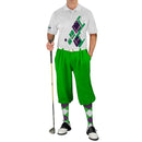 Golf Knickers: Mens Argyle Utopia Golf Shirt - LLL: Lime/Purple/White Clothing