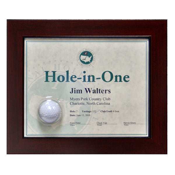 Eureka Golf: Framed Hole-In-One Certificate & Ball