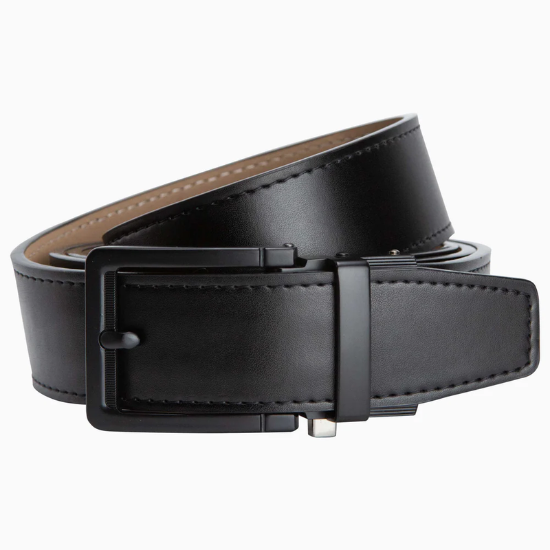 Nexbelt: Men's Ace Ratchet Leather Golf Belt  - Black 1.38" [35mm]