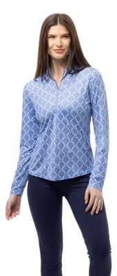 SanSoleil: Ladies Solmelange Longsleeve Print Mock - 900453P