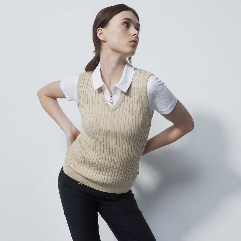 Daily Sports: Women's Madelene V-Neck Sweater Vest - Raw Beige