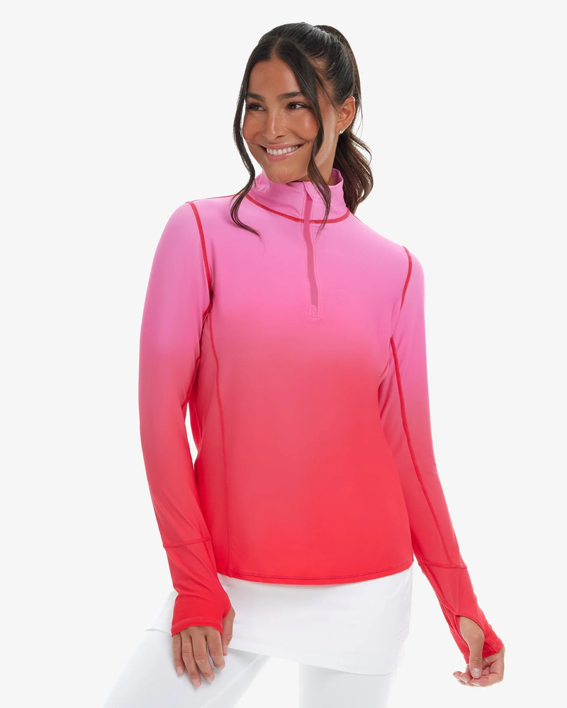 BloqUV x JANTZEN Collab: Women's UPF 50+ Relaxed Mock Zip Top (3002J) - Infinity Coral