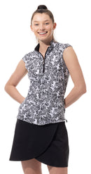 SanSoleil: Ladies UPF 50 SolTek Lux Sleeveless Print Mock - 900627P
