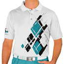 Golf Knickers: Mens Argyle Utopia Golf Shirt - 6C: Black/Teal/White Clothing