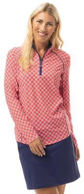 SanSoleil: Ladies UPF 50 SolCool Mock w/ Piping - 900445P