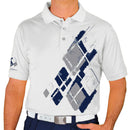 Golf Knickers: Mens Argyle Utopia Golf Shirt - FFFF: Navy/Taupe/White Clothing