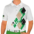 Golf Knickers: Mens Argyle Utopia Golf Shirt - MMM: Lime/Khaki/Black Clothing