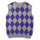 Golf Knickers: Men's Argyle Sweater Vest - Taupe/Purple/Royal Clothing