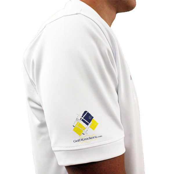 Golf Knickers: Mens Argyle Utopia Golf Shirt - 5O: White/Yellow/Navy Clothing