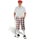 Golf Knickers: Men's Classic Plaid Golf Outfit 1 - Dress Stewart, White & Red