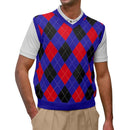 Golf Knickers: Men's Argyle Sweater Vest - Royal/Red/Black Clothing