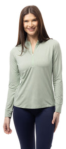 SanSoleil: Ladies UPF 50 Solmelange L/S Stripe Mock - 900453MM