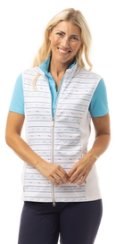 SanSoleil: Ladies Line up Print Zip Vest- 900512P Clothing