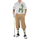 Golf Knickers: Mens Argyle Utopia Golf Shirt - HHHH: Dark Green/Khaki/White Clothing