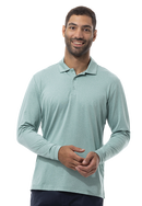 SanSoleil: Men's Soltek Ice Long Sleeve Heather Polo - 900835 Clothing