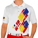 Golf Knickers: Mens Argyle Utopia Golf Shirt - 5B: Red/Yellow/Royal Clothing