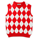 Golf Knickers: Men's Argyle Sweater Vest - Red/White Clothing