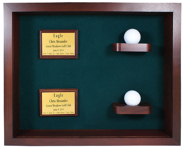 Eureka Golf: Two Balls and Plaques Shadow Box Display