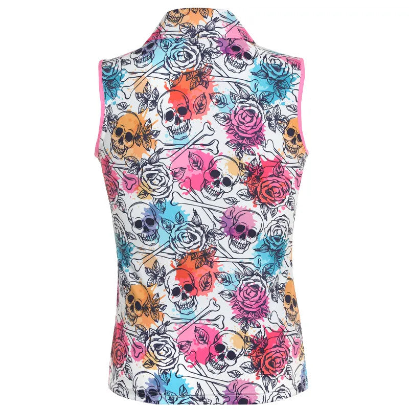 Tattoo Golf: Women's Cool-Stretch Golf Shirt - Skull & Roses