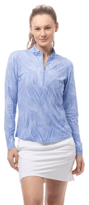 SanSoleil: Ladies Solmelange Longsleeve Print Mock - 900453P Clothing