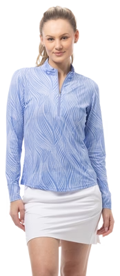 SanSoleil: Ladies Solmelange Longsleeve Print Mock - 900453P