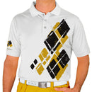 Golf Knickers: Mens Argyle Utopia Golf Shirt - SS: Gold/Black Clothing