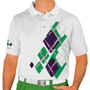 Golf Knickers: Mens Argyle Utopia Golf Shirt - LLL: Lime/Purple/White Clothing