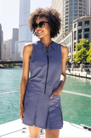 Golftini: Women's Timeless Pleated Dress - Navy Plaid