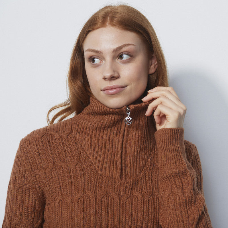 Daily Sports: Women's Olivet Cable Knit Pullover Lined - Cinnamon