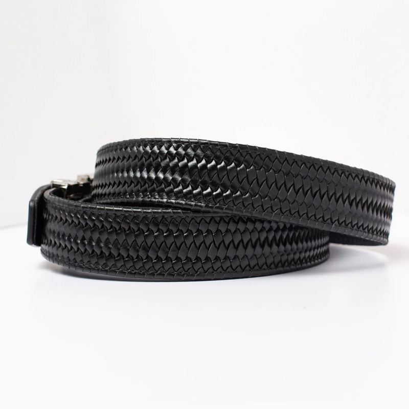 Nexbelt: Men's Braided Leather Golf Ratchet Belt - Black 1.38" [35MM]
