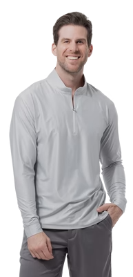 SanSoleil: Men's UPF 50 SolTek Ice Check 1/4 Zip Melange Mock - 900838