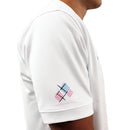 Golf Knickers: Mens Argyle Utopia Golf Shirt - TT: White/Pink/Light Blue Clothing