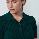 Daily Sports: Women's Madelene Cable Knit Short Sleeve Polo Shirt - Nori Green Shirts & Tops