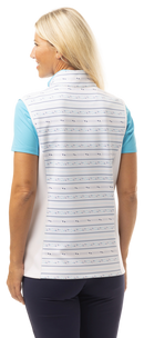 SanSoleil: Ladies Line up Print Zip Vest- 900512P Clothing