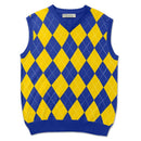 Golf Knickers: Men's Argyle Sweater Vest - Royal/Yellow Clothing