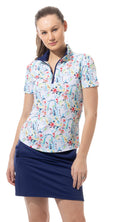 SanSoleil: Ladies Soltek Lux Short Sleeve Print Mock - 900628
