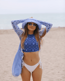 BloqUV x JANTZEN Collab: Women's UPF 50+ Everyday Crop Top (4015J) - Moroccan Tiles Clothing