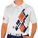 Golf Knickers: Mens Argyle Utopia Golf Shirt - LLLL: Navy/Orange/White Clothing