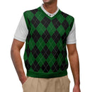 Golf Knickers: Men's Argyle Sweater Vest - Dark Green/Black Clothing