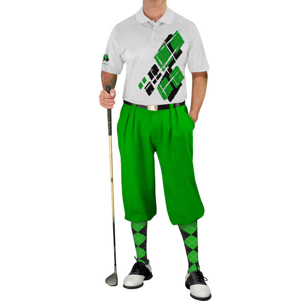 Golf Knickers: Mens Argyle Utopia Golf Shirt - XX: Black/Lime