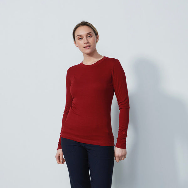 Daily Sports: Women's Ancona Long Sleeve Round Neck Top- Umbria Red