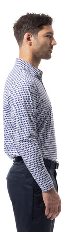 SanSoleil: Men's UPF 50 Soltek Ice Long Sleeve Print Polo - 900841