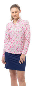 SanSoleil: Ladies Soltek Lux Long Sleeve Print Mock - 900621