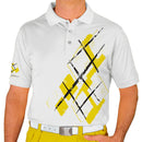 Golf Knickers: Mens Argyle Utopia Golf Shirt - Z: Yellow/White Clothing